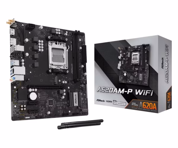 ASRock A620AM-P WiFi pagrindinė plokštė, AMD A620, AM5, mATX